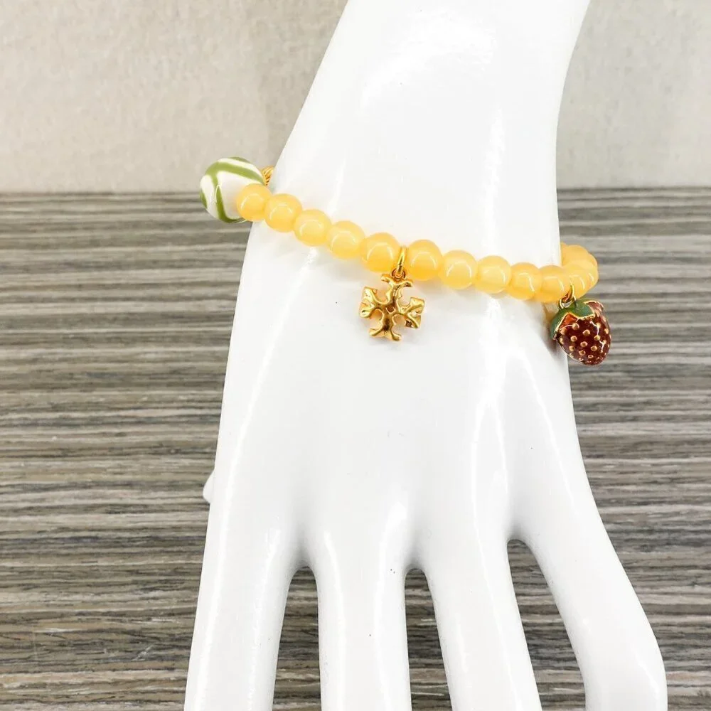 Tory Burch Women's Roxanne Beaded Tassel Bracelet Yellow OS